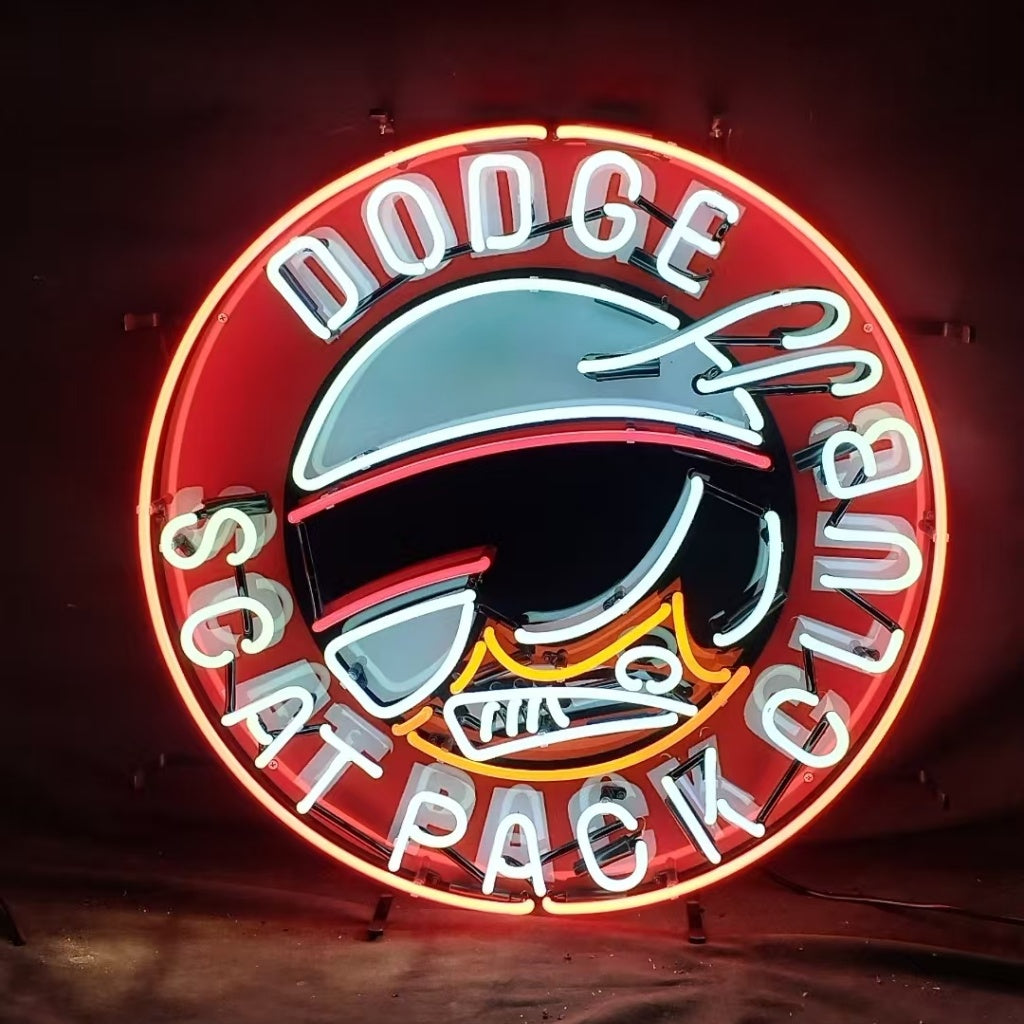 Dodge Scat Pack Neon Sign — Garage & Room Wall Light