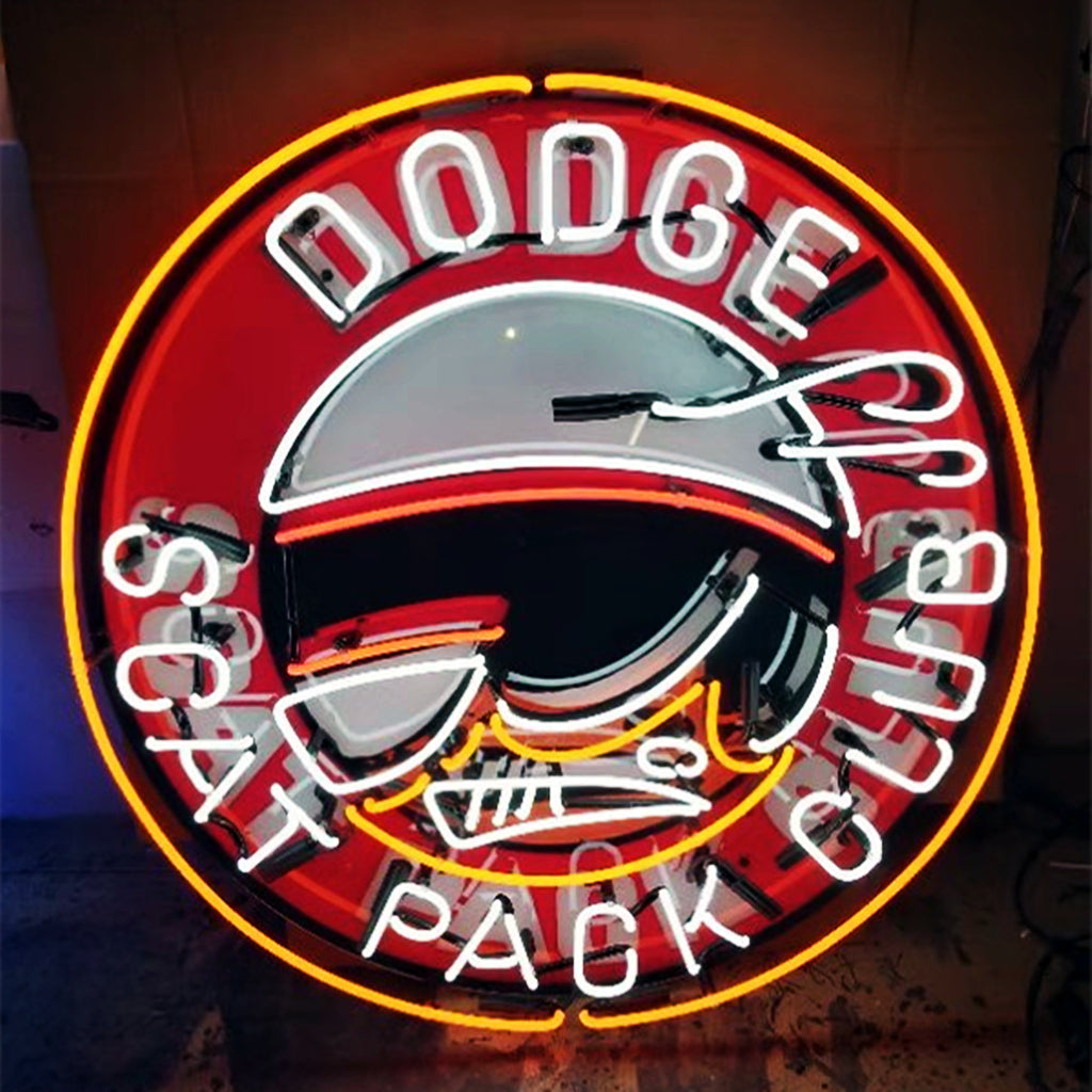 Dodge Scat Pack Neon Sign — Garage & Room Wall Light