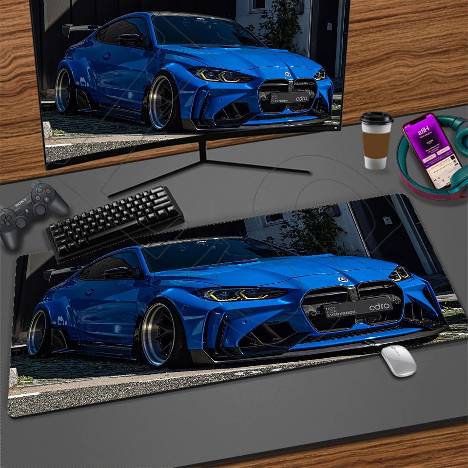 Sports Car Gaming Desk Mat — Stitched Edge Mouse Pad