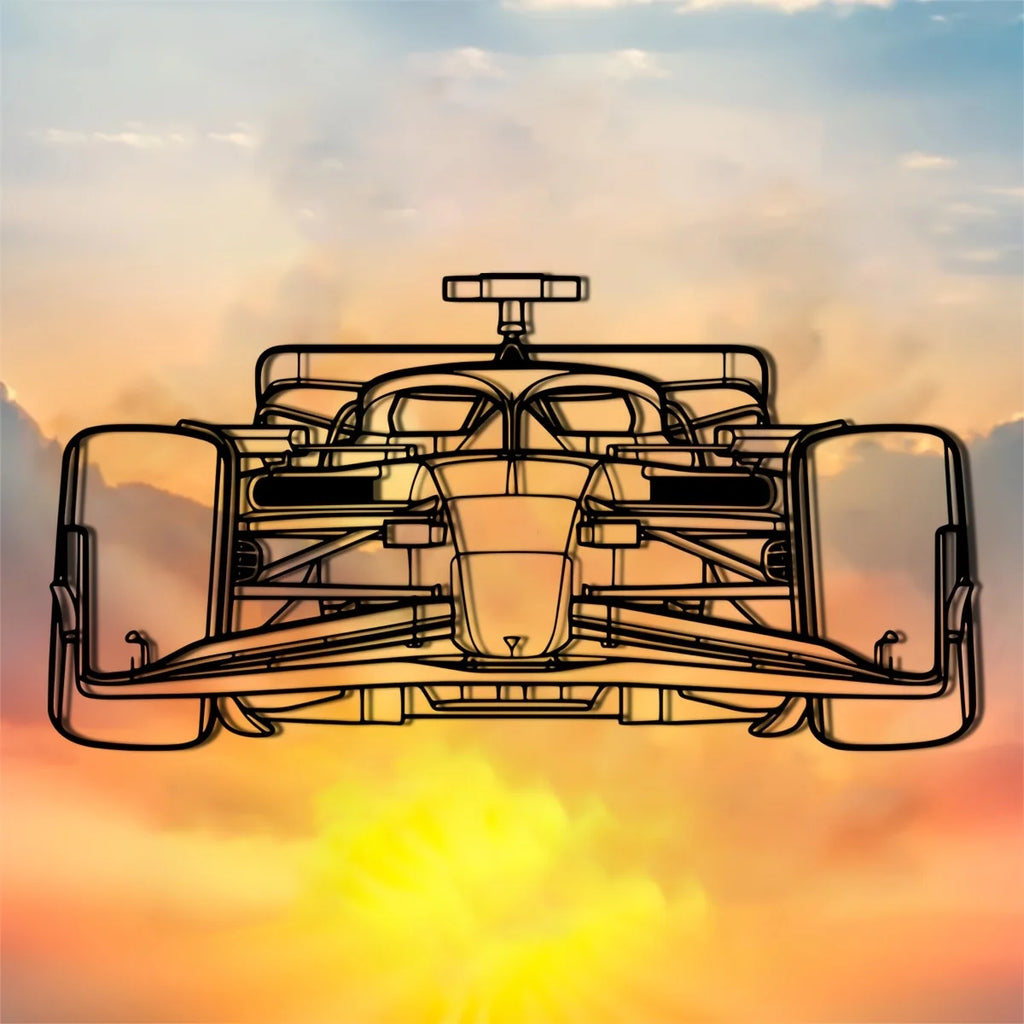 Racing Car Silhouette Metal Wall Art — Black Iron Garage Decor
