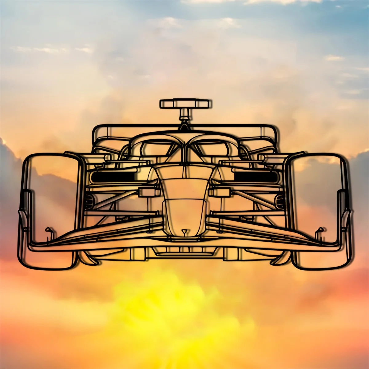 Racing Car Silhouette Metal Wall Art — Black Iron Garage Decor