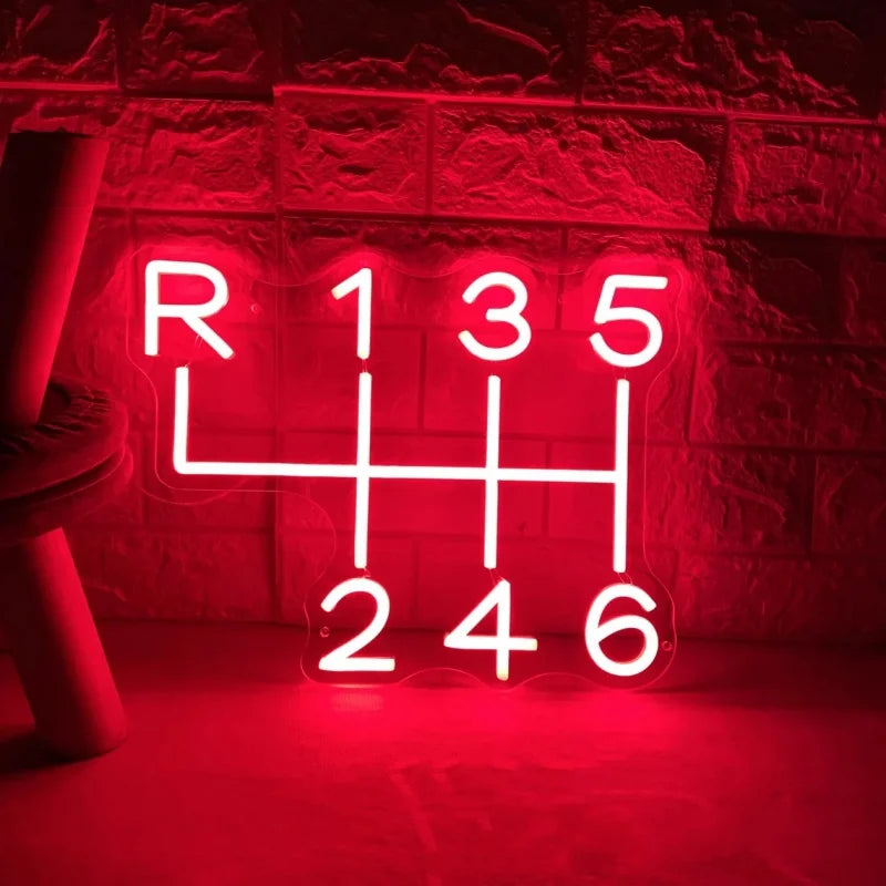 Gearbox Neon Sign — LED Speed Gear Garage Wall Light