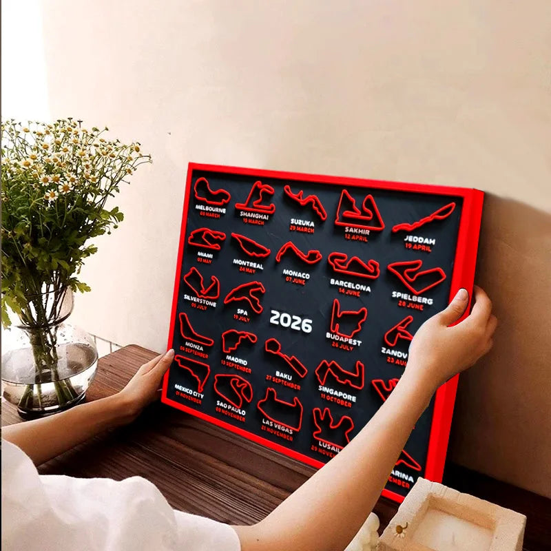2026 F1 Racing Map Poster — Formula 1 Wall Art Print