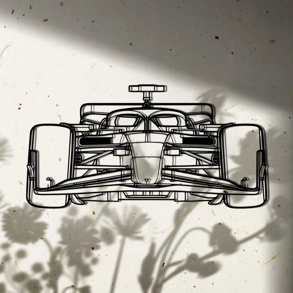 Racing Car Silhouette Metal Wall Art — Black Iron Garage Decor