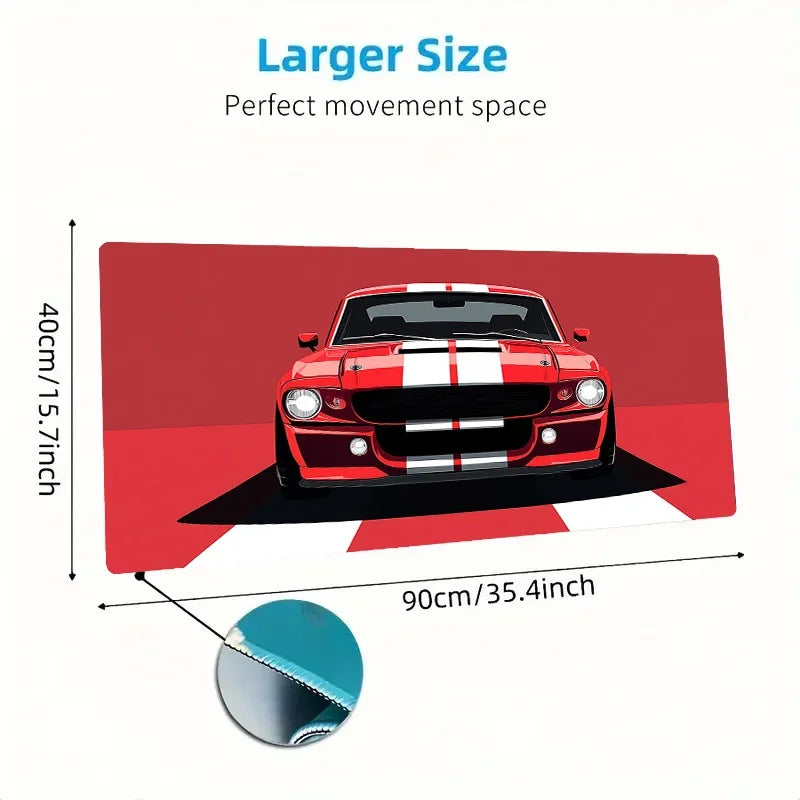 Red Sports Car Desk Mat — 900x400mm Gaming Mouse Pad
