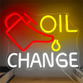 Oil Change Neon Sign — LED Auto Repair Garage Wall Decor