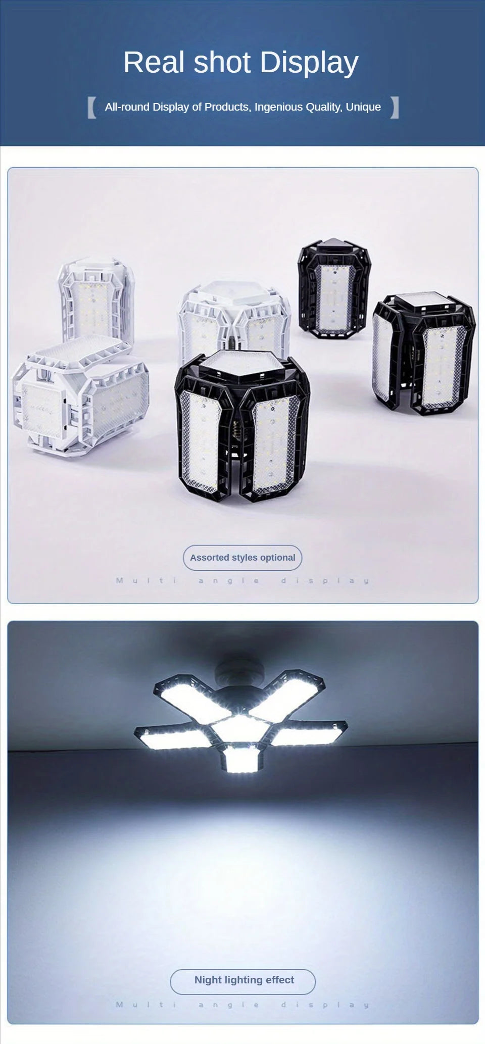LED Garage Light Bulb — 40W 60W 80W E27 Adjustable Panel