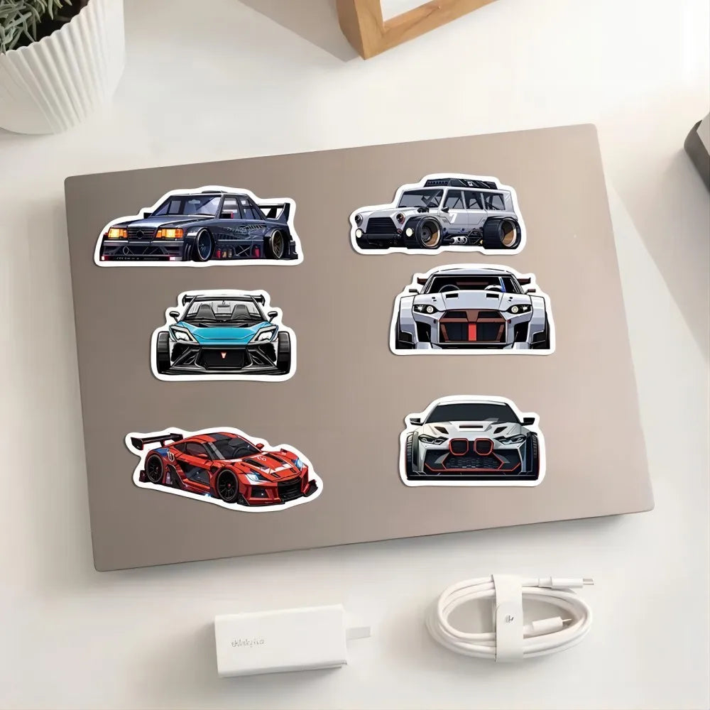 Sports Car Sticker Pack — 50 Pcs Racing Decals