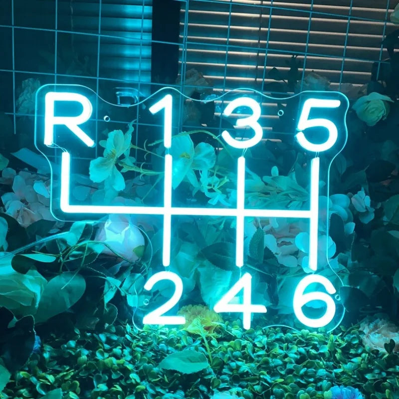 Gearbox Neon Sign — LED Speed Gear Garage Wall Light