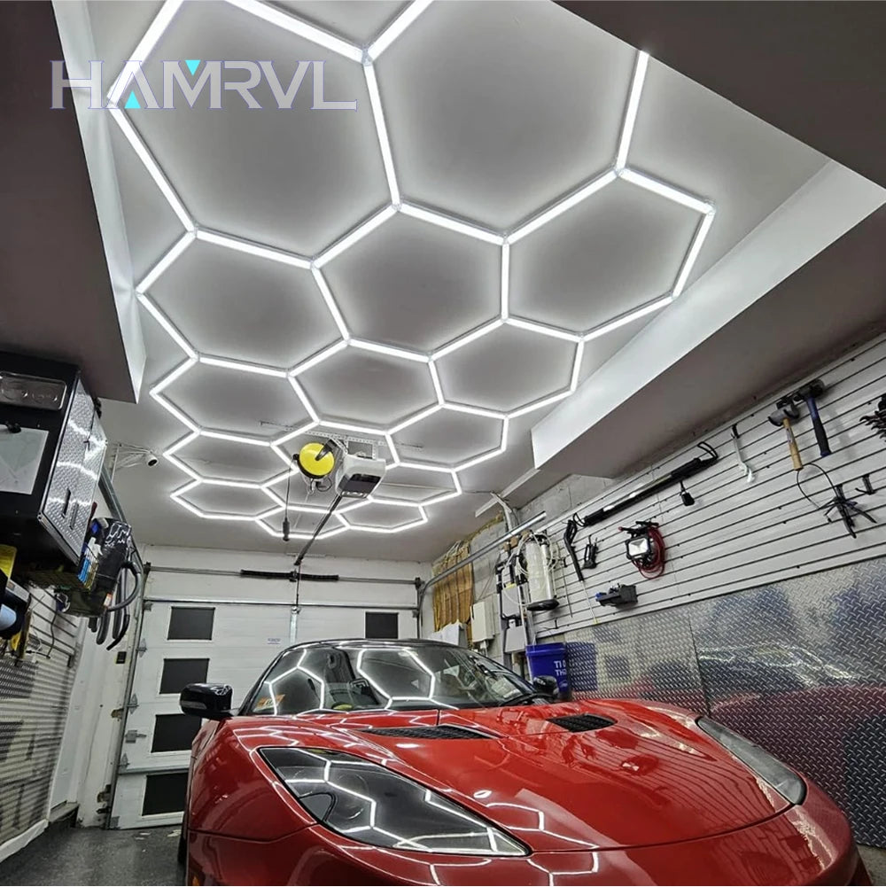 Hexagon Honeycomb LED Garage Lamp — IP65 Ceiling Light