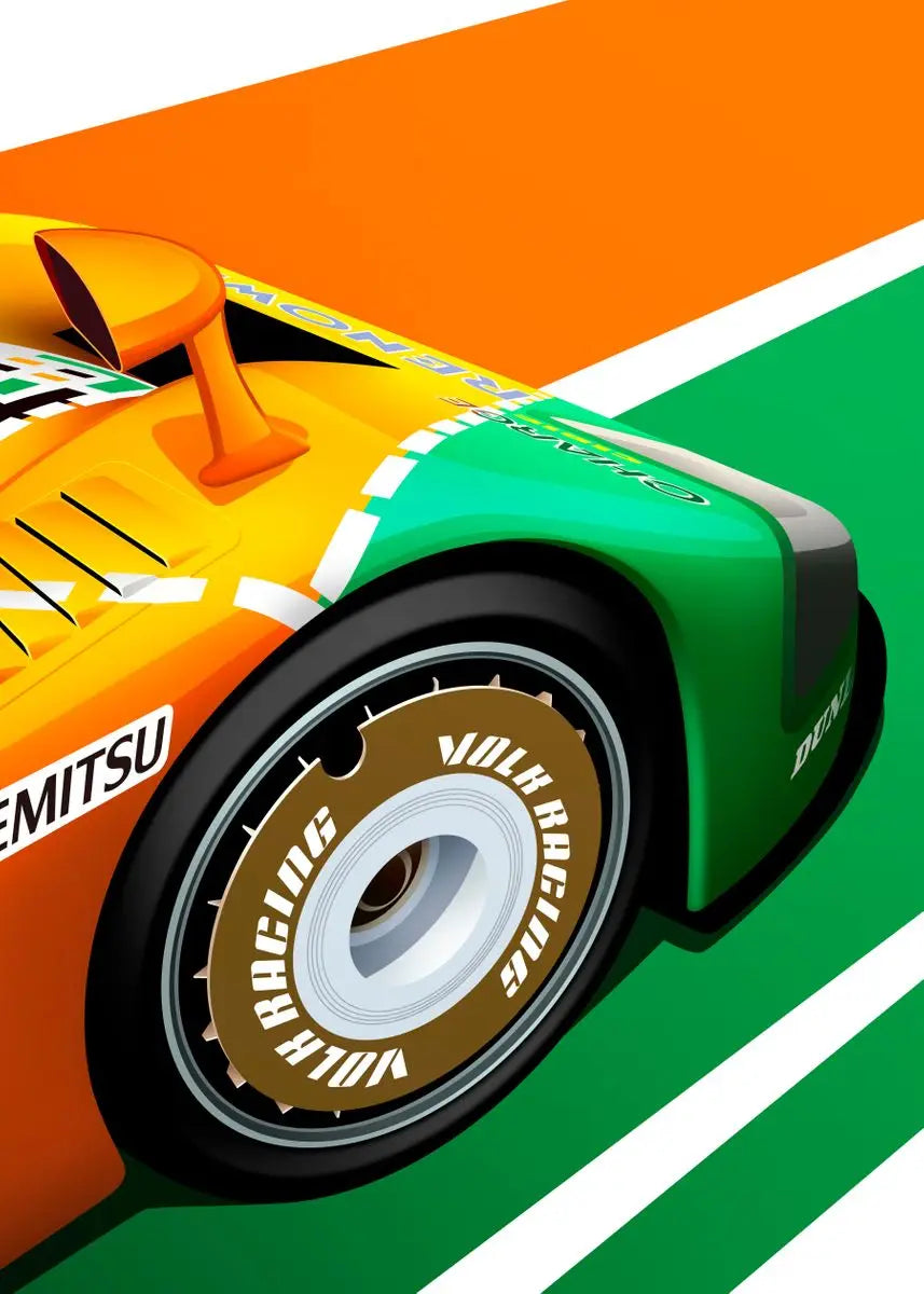 Cartoon Racing Car Canvas Poster — Motorsport Wall Art for Boys & Teens