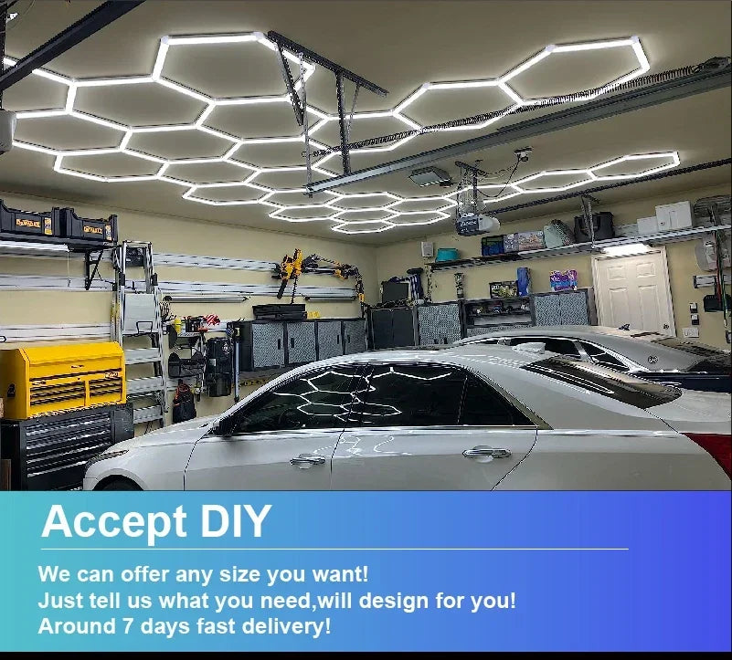 Hexagon Honeycomb LED Garage Lamp — IP65 Ceiling Light