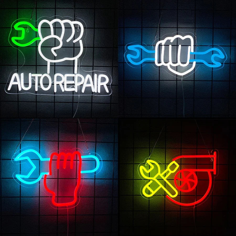 Auto Repair Neon LED Sign — Garage & Man Cave Wall Light
