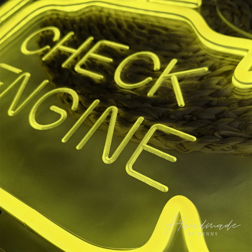 Check Engine Neon Sign — LED Garage & Man Cave Wall Art