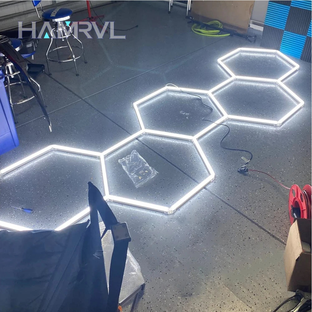 Hexagon Honeycomb LED Garage Lamp — IP65 Ceiling Light