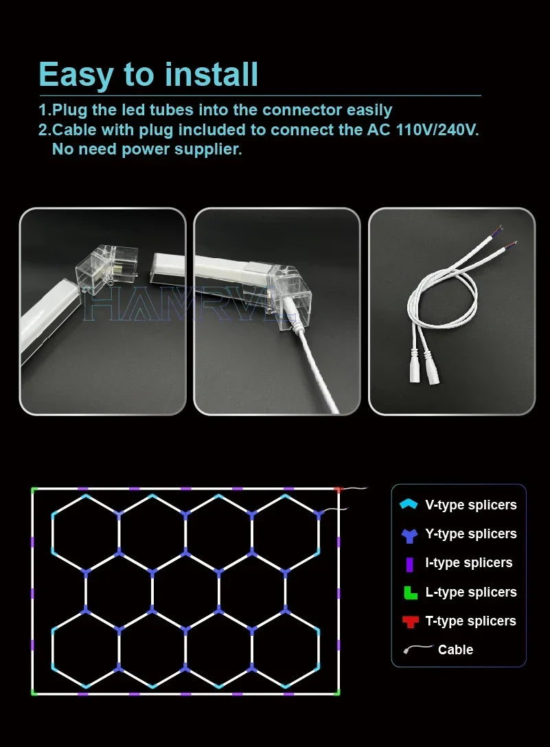 Hexagon Honeycomb LED Garage Light — 6W Ceiling Lamp