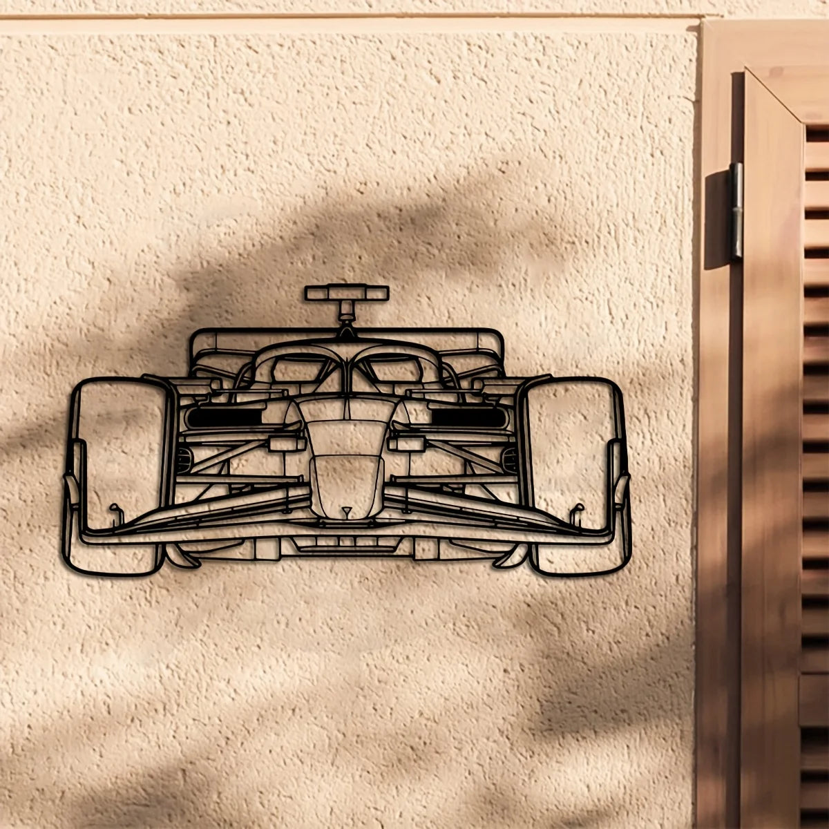Racing Car Silhouette Metal Wall Art — Black Iron Garage Decor
