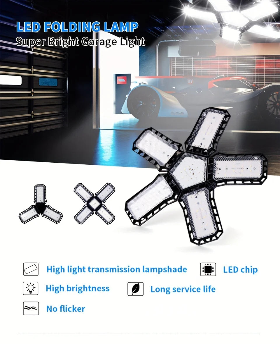 LED Garage Light Bulb — 40W 60W 80W E27 Adjustable Panel