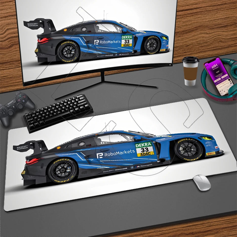 Sports Car Gaming Desk Mat — Stitched Edge Mouse Pad
