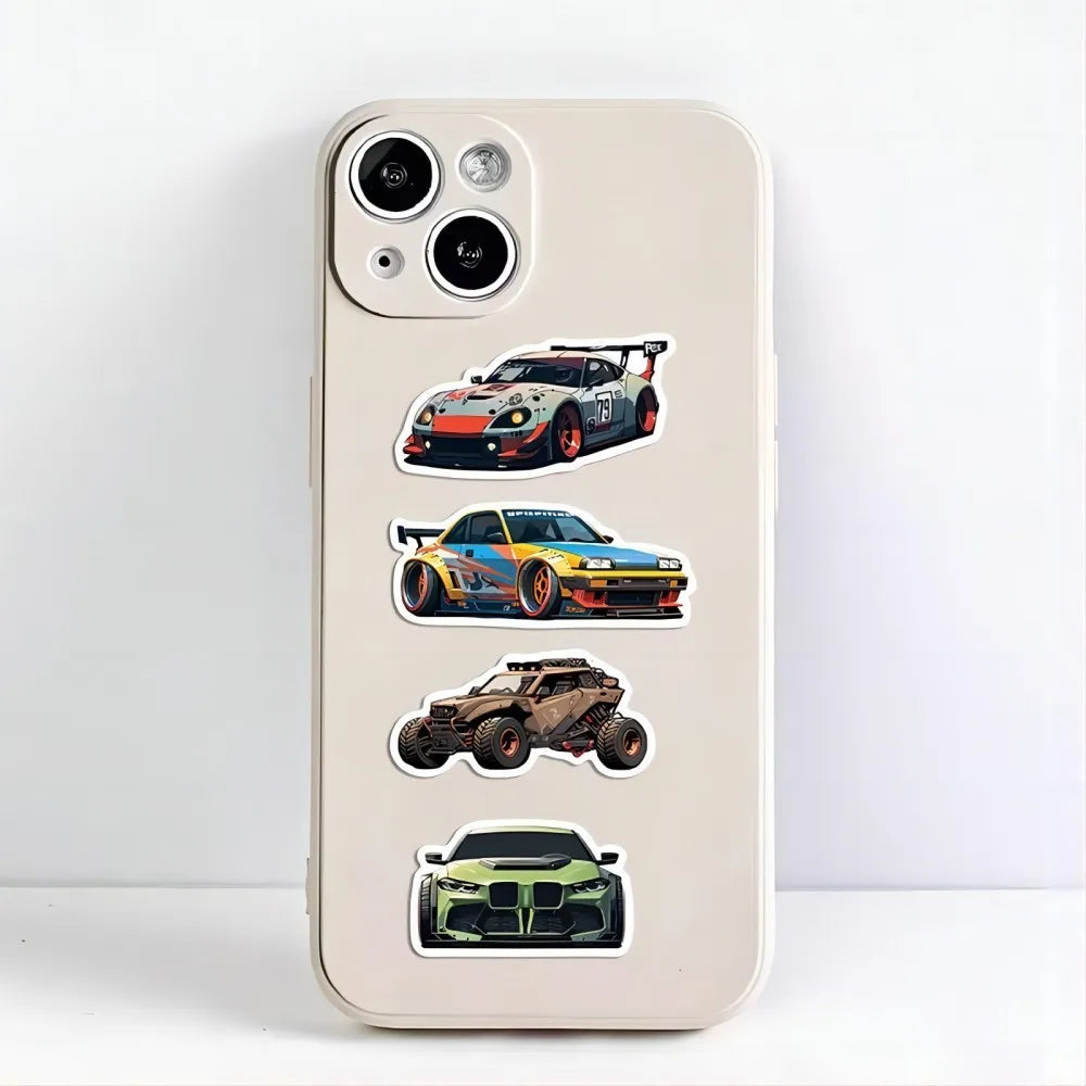 Sports Car Sticker Pack — 50 Pcs Racing Decals