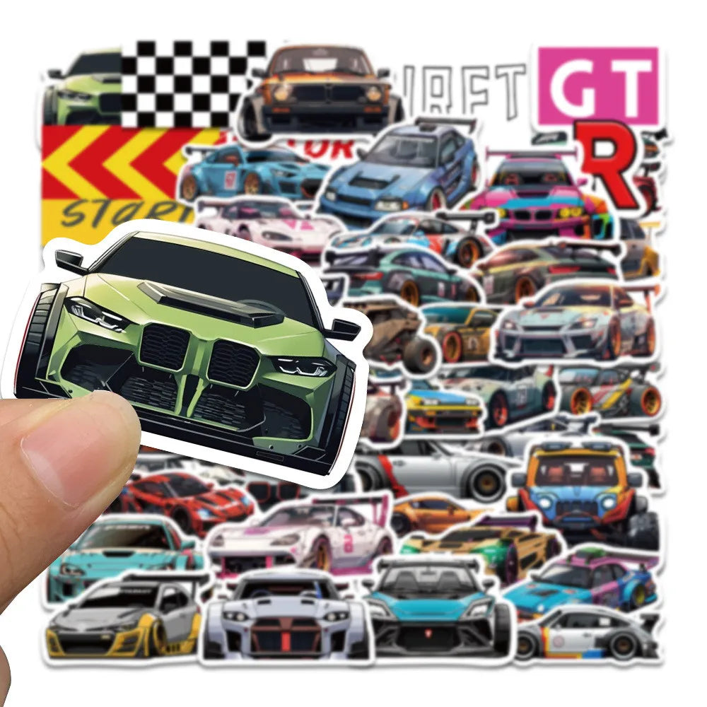 Sports Car Sticker Pack — 50 Pcs Racing Decals