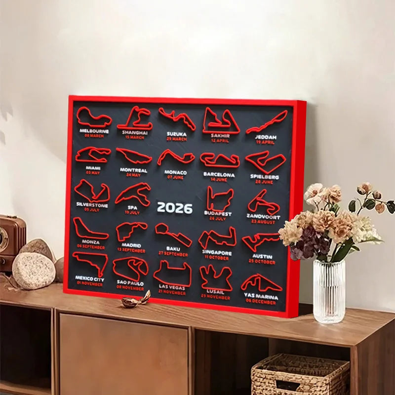 2026 F1 Racing Map Poster — Formula 1 Wall Art Print