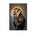 Racing Helmet Neon Canvas Poster — Abstract Motorsport Wall Art