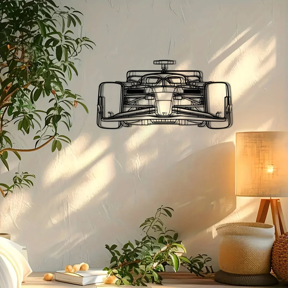 Racing Car Silhouette Metal Wall Art — Black Iron Garage Decor