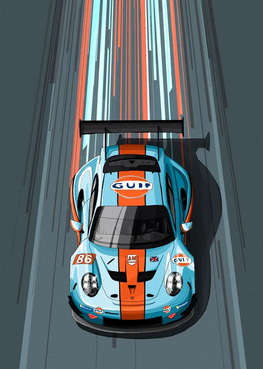 Cartoon Racing Car Canvas Poster — Motorsport Wall Art for Boys & Teens