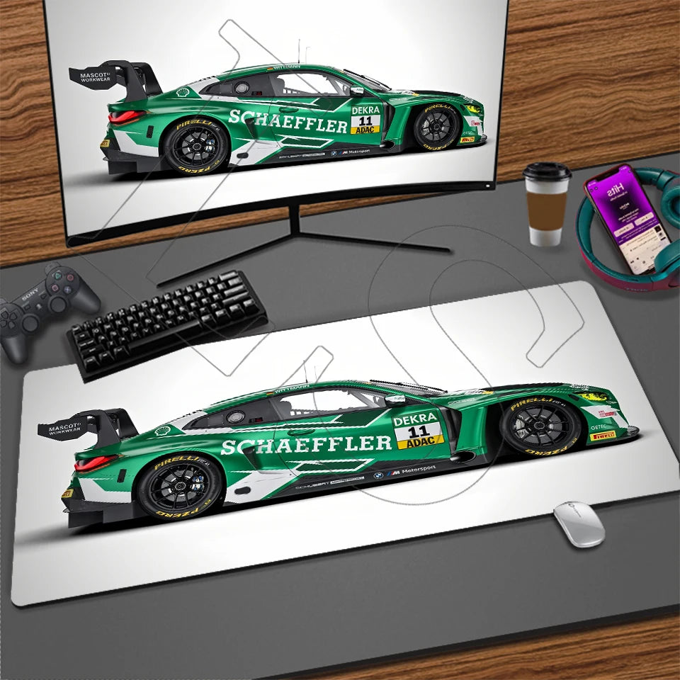 Sports Car Gaming Desk Mat — Stitched Edge Mouse Pad