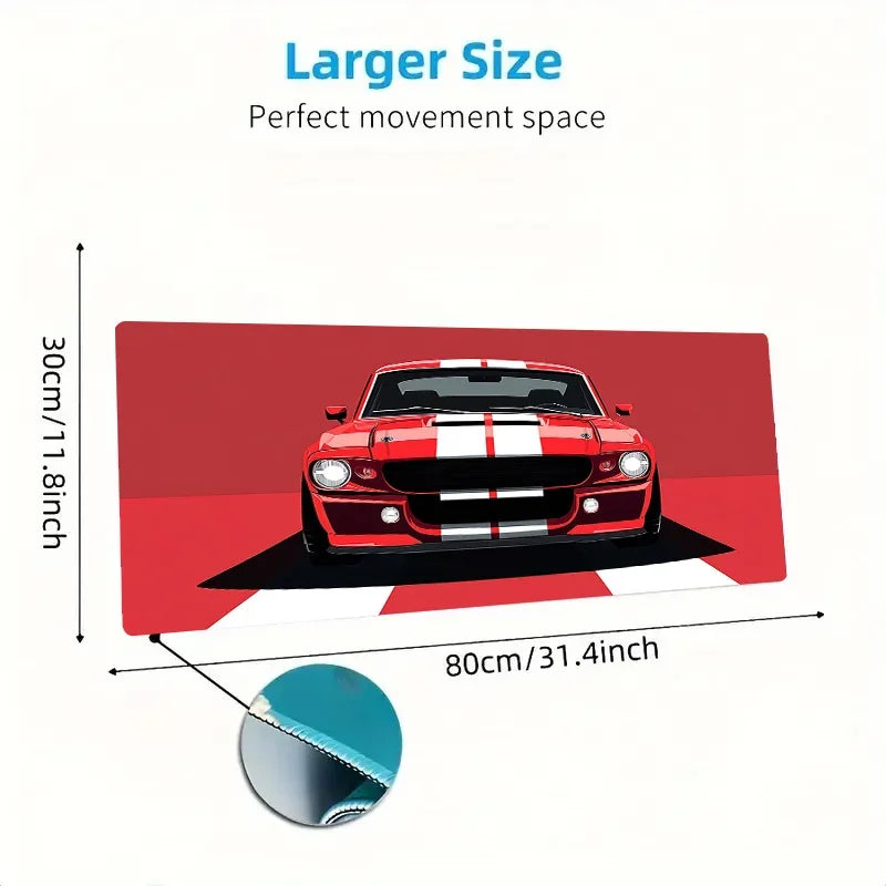 Red Sports Car Desk Mat — 900x400mm Gaming Mouse Pad