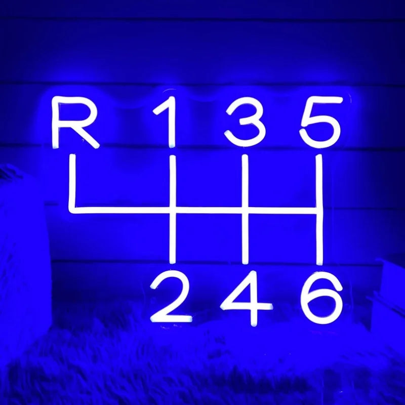 Gearbox Neon Sign — LED Speed Gear Garage Wall Light