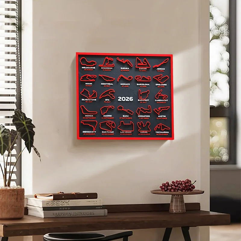 2026 F1 Racing Map Poster — Formula 1 Wall Art Print