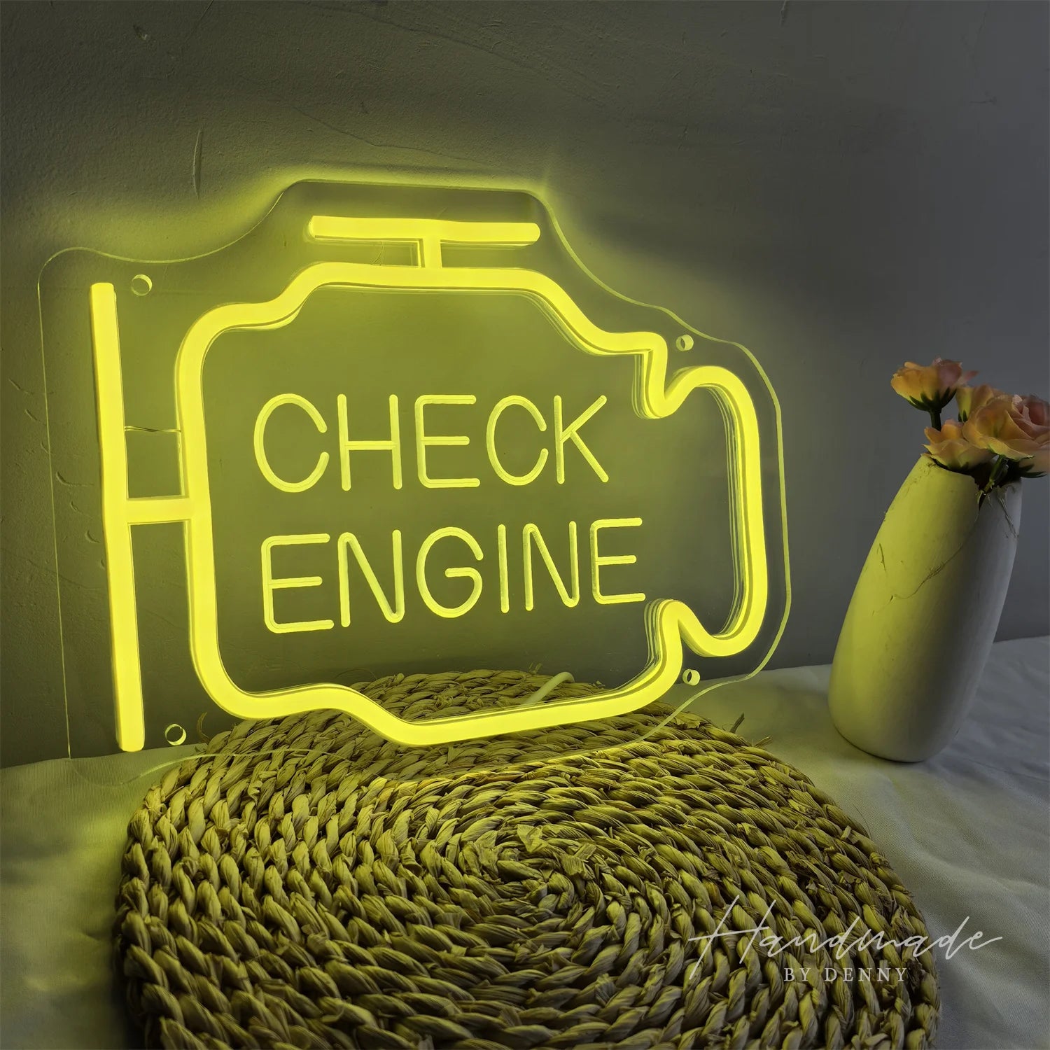Check Engine Neon Sign — LED Garage & Man Cave Wall Art