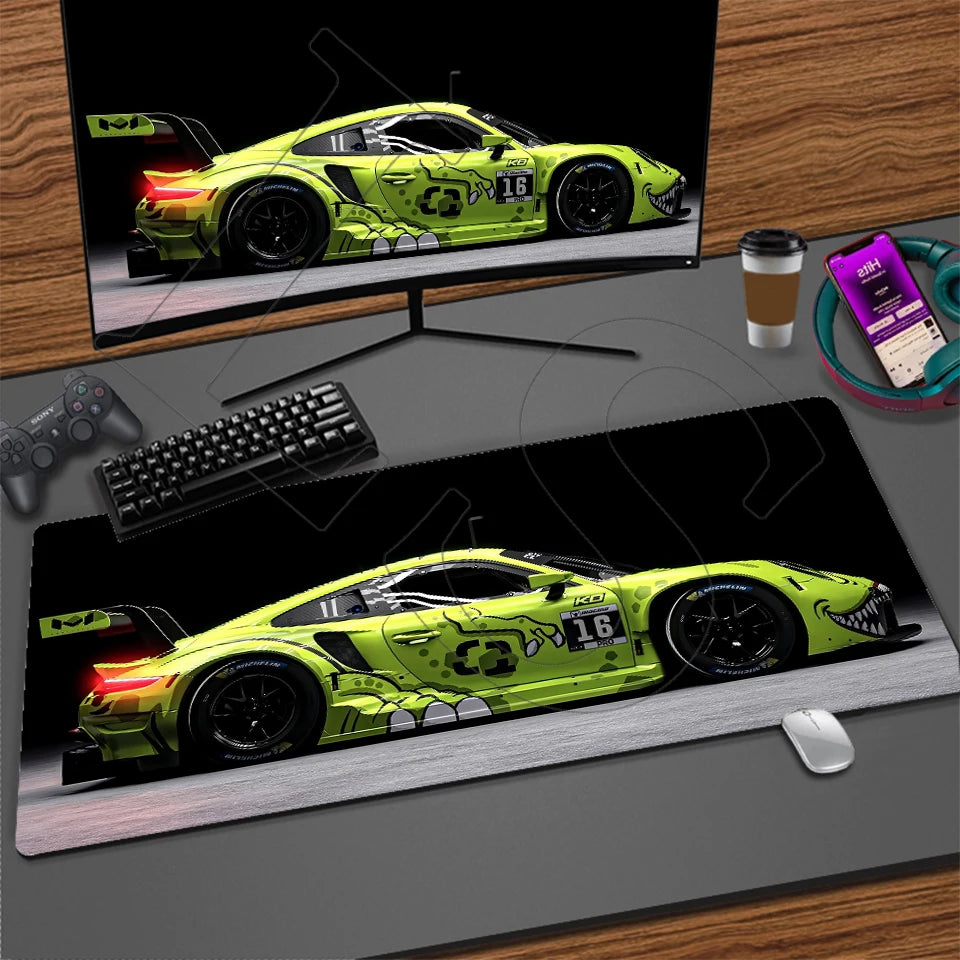 Sports Car Gaming Desk Mat — Stitched Edge Mouse Pad