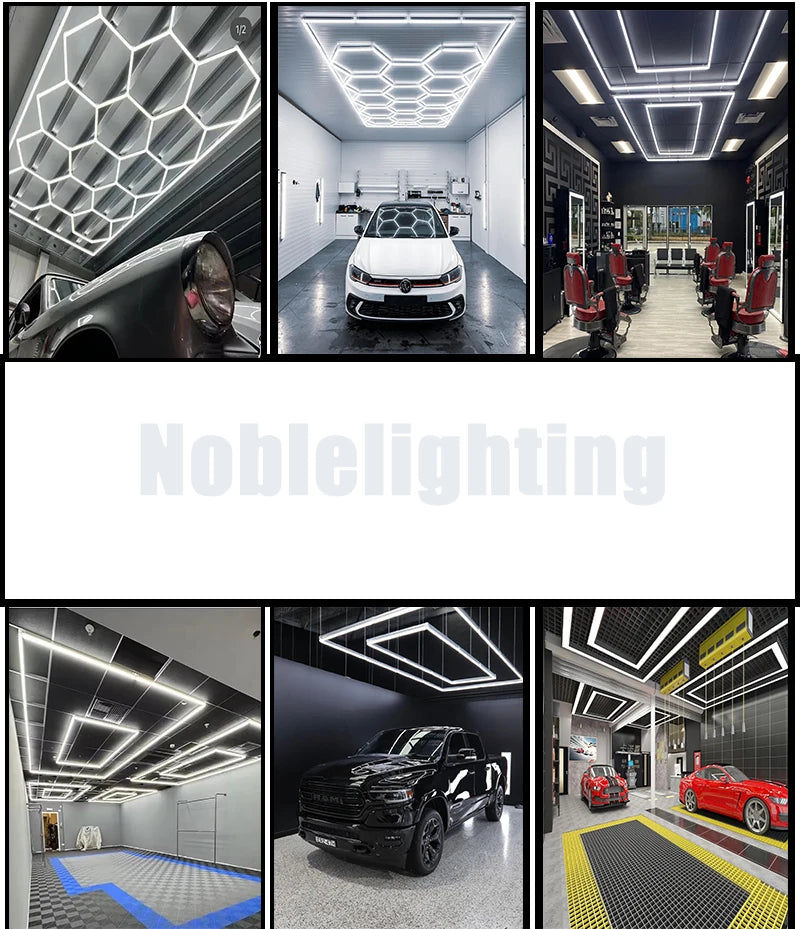 Hexagonal LED Ceiling Light — 6500K Car Detailing Garage Lamp
