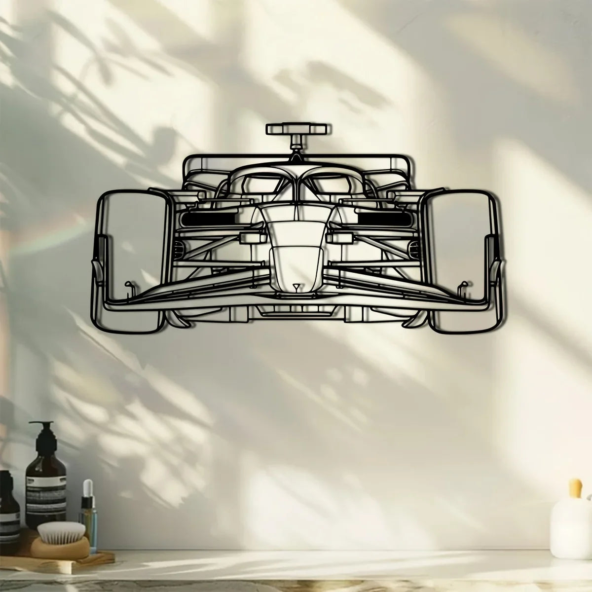 Racing Car Silhouette Metal Wall Art — Black Iron Garage Decor