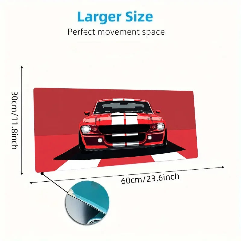 Red Sports Car Desk Mat — 900x400mm Gaming Mouse Pad