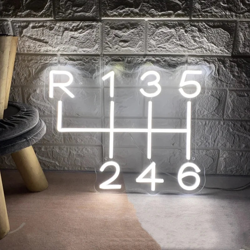 Gearbox Neon Sign — LED Speed Gear Garage Wall Light