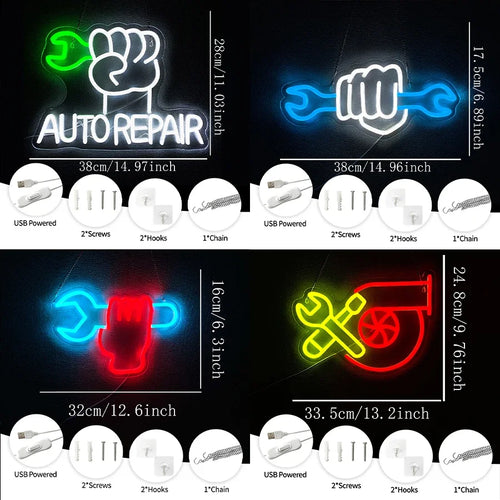 Auto Repair Neon LED Sign — Garage & Man Cave Wall Light