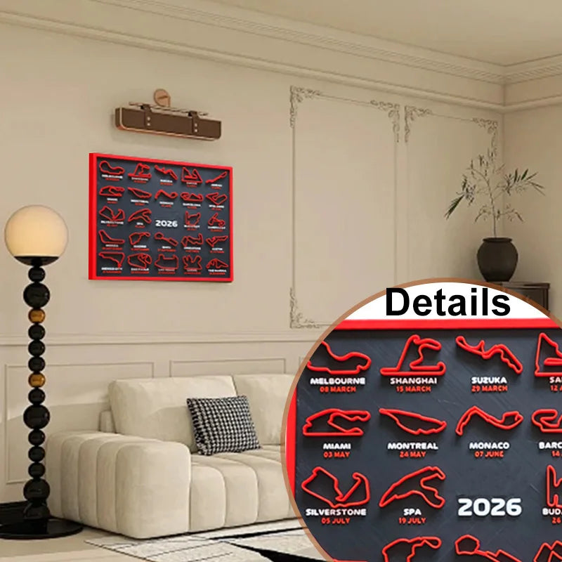 2026 F1 Racing Map Poster — Formula 1 Wall Art Print