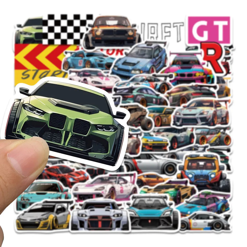 Sports Car Sticker Pack — 50 Pcs Racing Decals