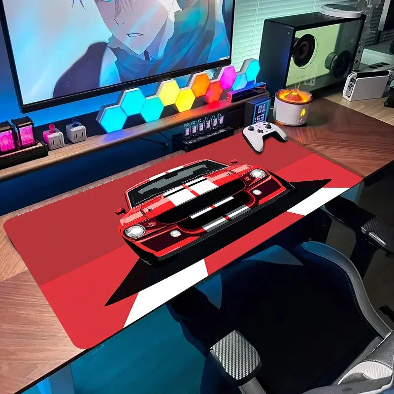 Red Sports Car Desk Mat — 900x400mm Gaming Mouse Pad
