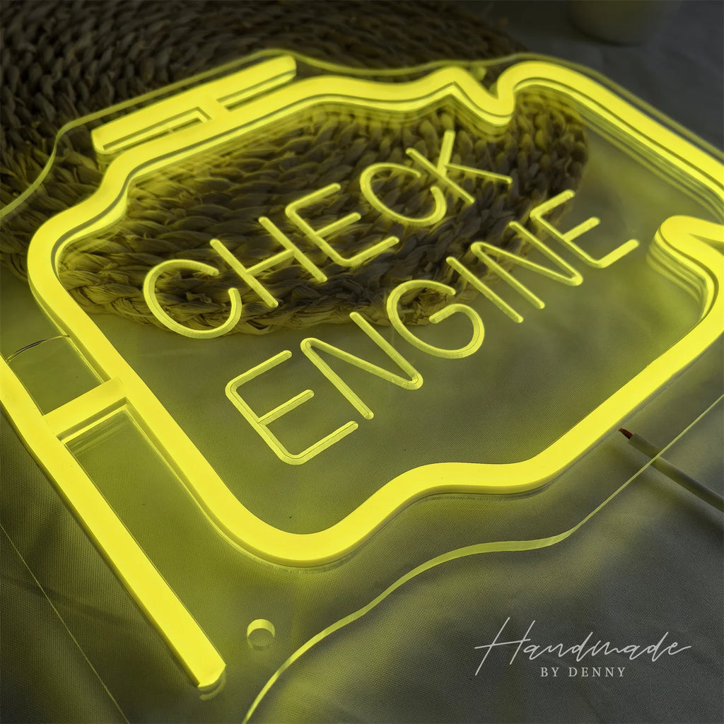 Check Engine Neon Sign — LED Garage & Man Cave Wall Art