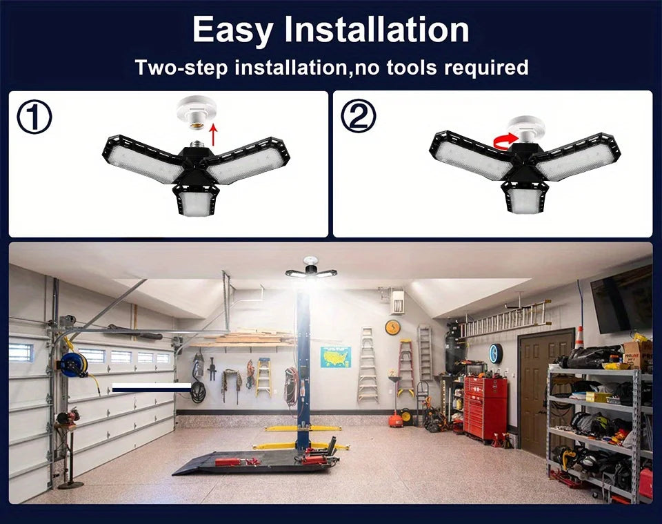 LED Garage Light Bulb — 40W 60W 80W E27 Adjustable Panel