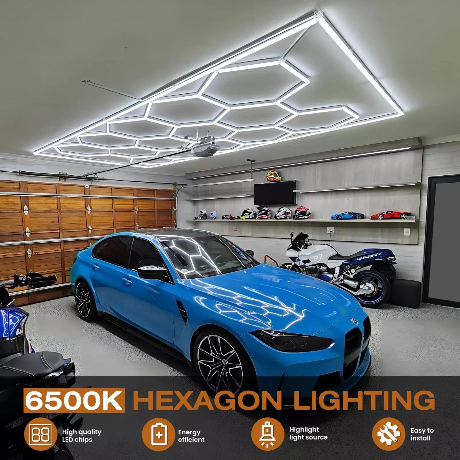 Honeycomb LED Tube Garage Light — Ceiling Strip Lamp