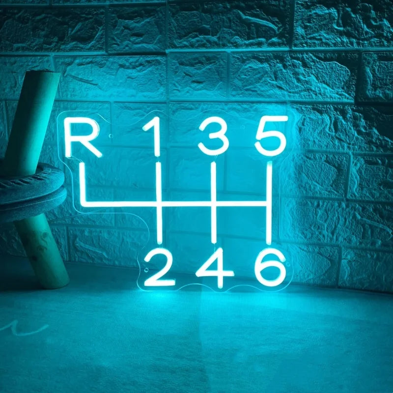 Gearbox Neon Sign — LED Speed Gear Garage Wall Light