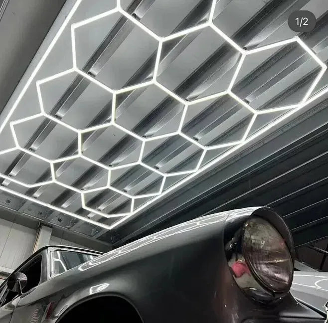Hexagonal LED Garage Light — 6500K Workshop Ceiling Lamp