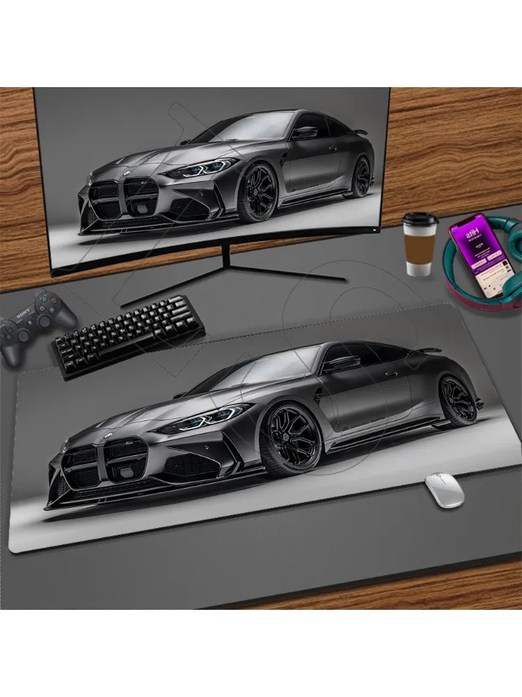 Sports Car Gaming Desk Mat — Stitched Edge Mouse Pad