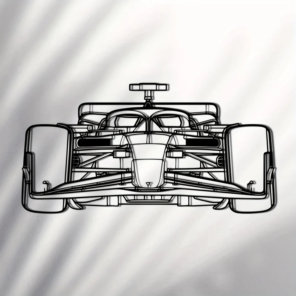 Racing Car Silhouette Metal Wall Art — Black Iron Garage Decor